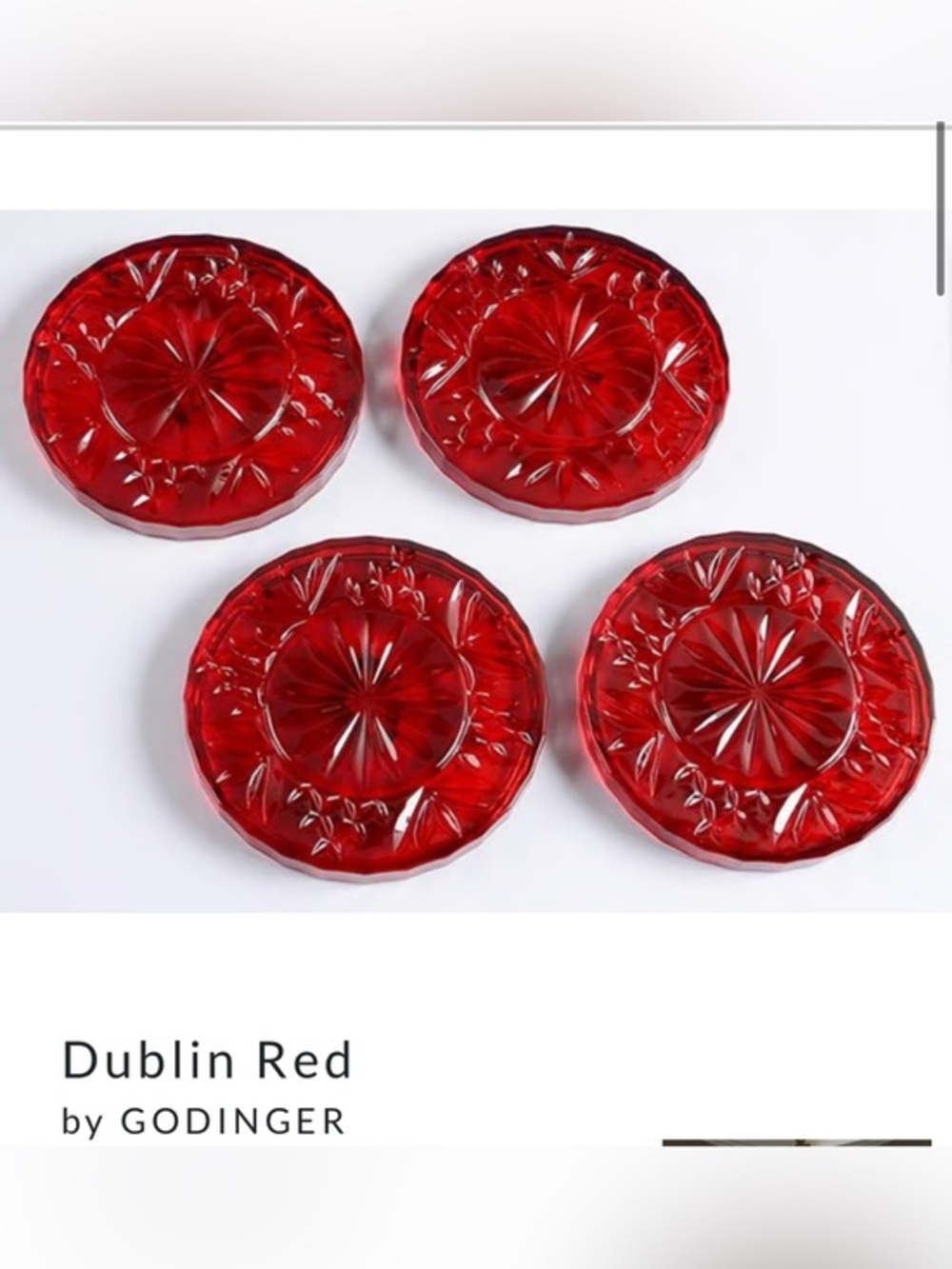 Shannon by Godinger Dublin Red Crystal Glass Coaster Set of 4
